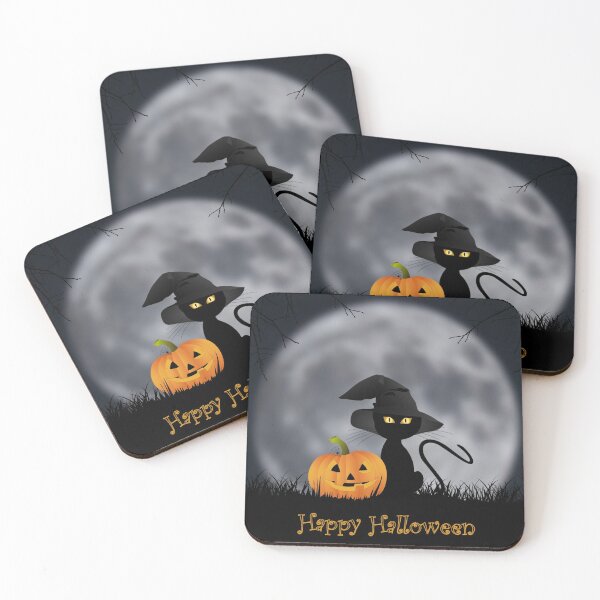Item preview, Happy Halloween with cat and pumpkin designed and sold by Nicole Bleck.