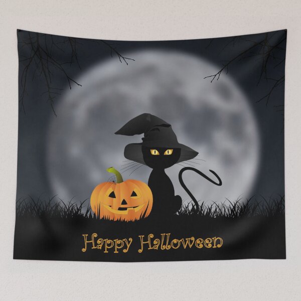 Item preview, Happy Halloween with cat and pumpkin designed and sold by Nicole Bleck.