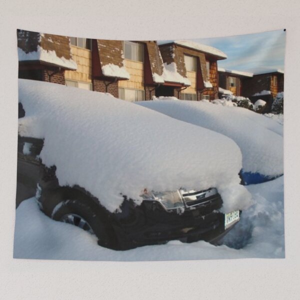 Item preview, CAR COVERED WITH SNOW DURING WINTER SEASON ALL WHITE designed and sold by findsbyjune374.