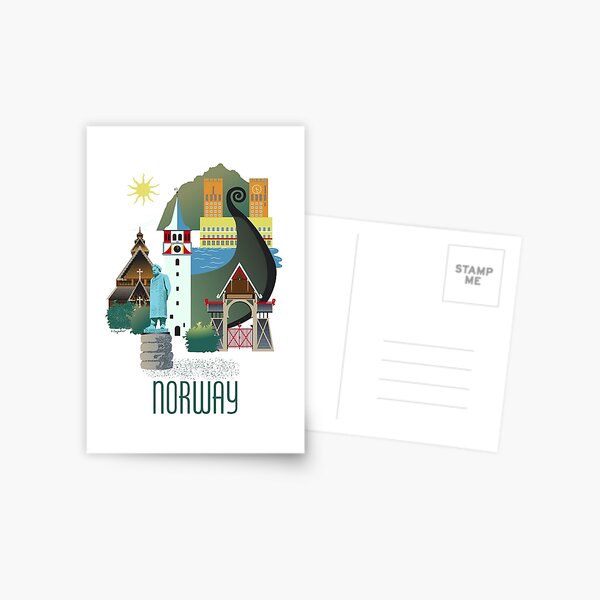 Norway Vintage Style Travel Poster Postcard