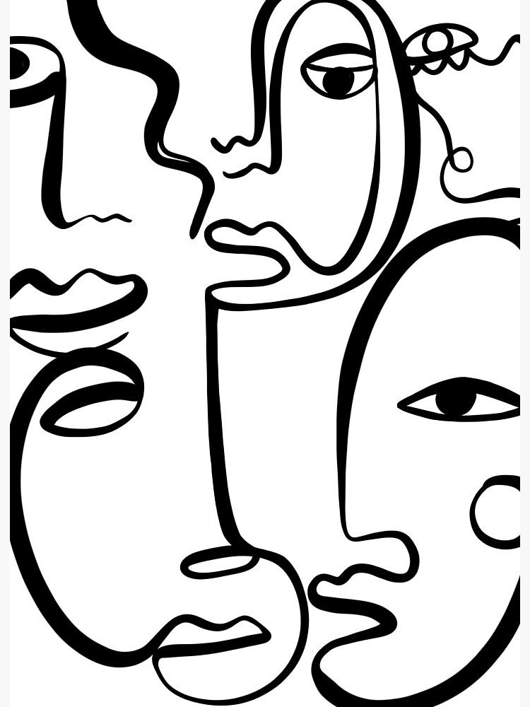 Abstract Faces Art Board Print for Sale by Tinteria