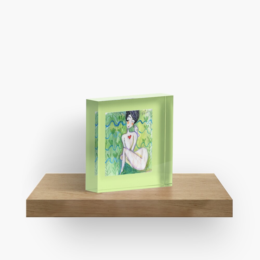 Shy Lady Acrylic Block