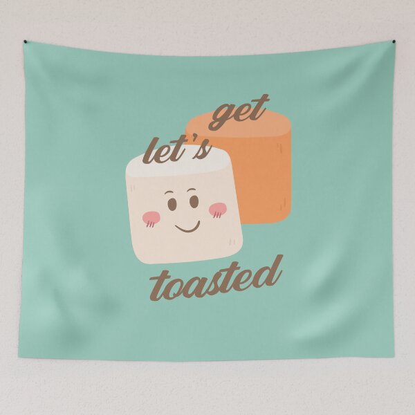 Item preview, Let's Get Toasted Marshmallow Sweet Warm Cute Smiley Face Funny Pun Winter Holiday Christmas S'mores Camping Campfire Camp  designed and sold by gkao.