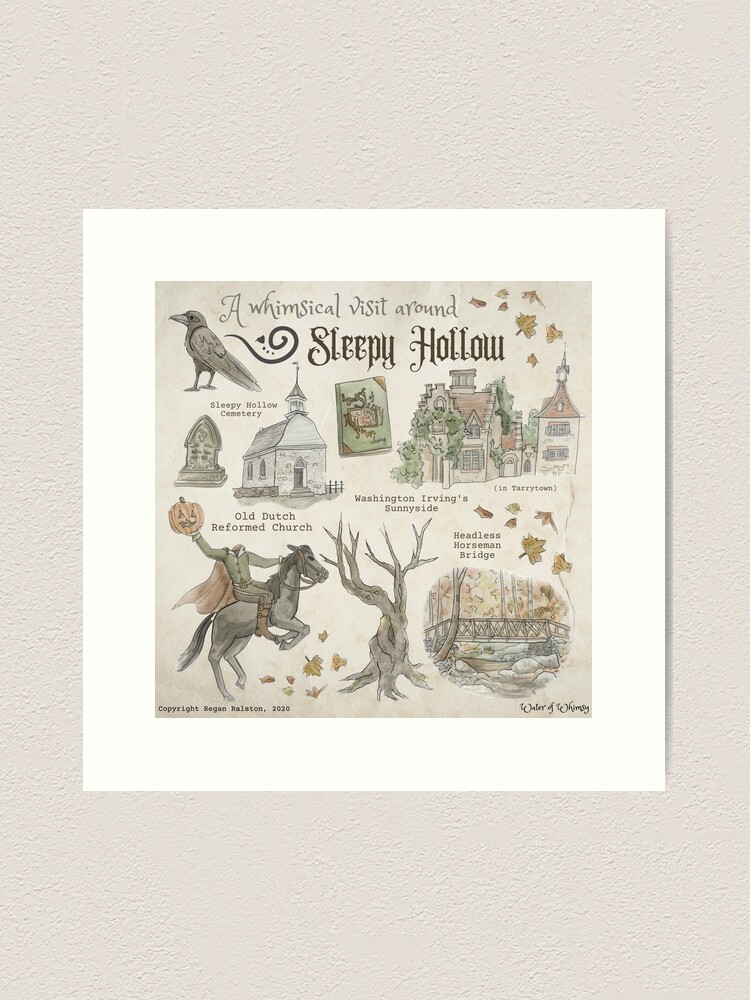 Alternate view of Whimsical Visit to Sleepy Hollow Illustration in Watercolor Art Print