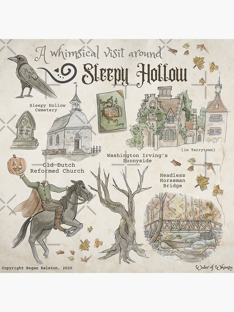 Whimsical Visit to Sleepy Hollow Illustration in Watercolor by WitchofWhimsy