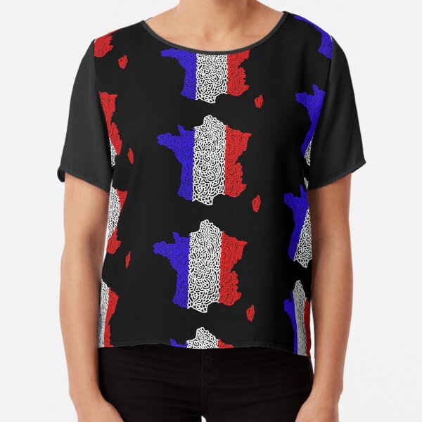 France Map and Flag Chiffon Top