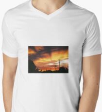 Firey Sunset Streetscape Men's V-Neck T-Shirt