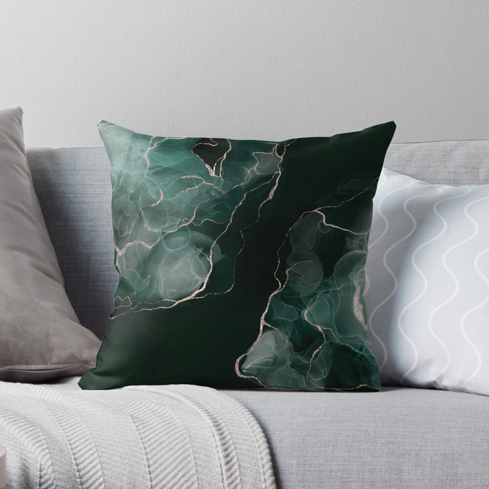 Emerald Green Abstract Art Throw Pillow