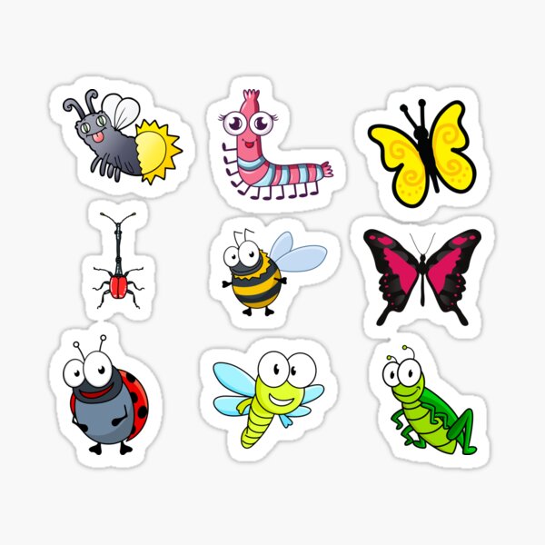 "Play Outside Sticker Pack Praying Mantis, Filbert Weevil