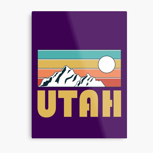 Utah Retro Vintage - Utah Mountain Souvenir - Gift - Hometown - Hiking - Nature Metal Print