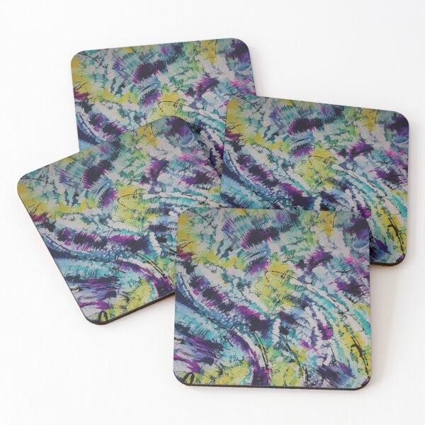 Item preview, Abstract Expressionism Brushy Batik in Blues, Purples, and Greens designed and sold by Leslie Rogers Todder.