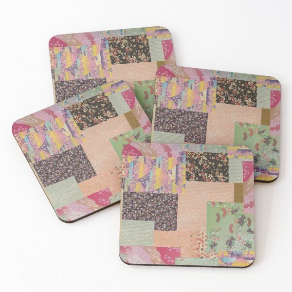 Quilted Origami Collage Coasters (Set of 4)