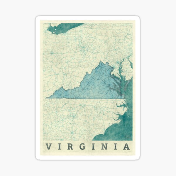Virginia Map Blue Vintage Sticker