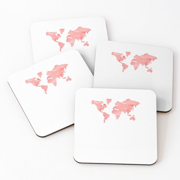 Item preview, World Map Travel Pink Watercolor designed and sold by thefrshmachine.