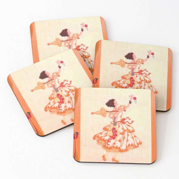 Item preview, PRIMAVERA 1 handmade embroidery woman girl beauty orange frame summer spring flowers vintage retro designed and sold by dragonemma.