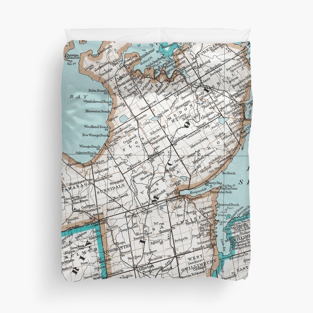 "Map of Simcoe County, Ontario, Canada" Duvet Cover for Sale by ginnek