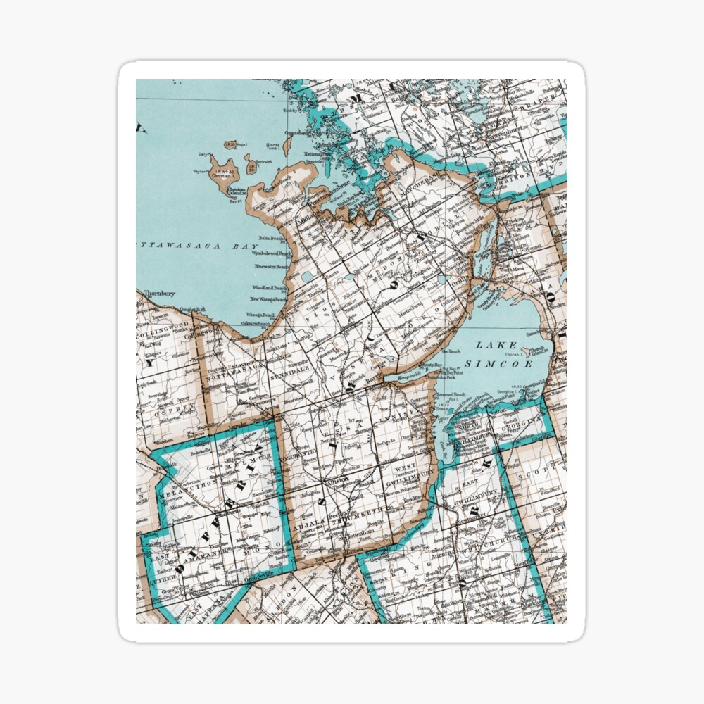 Simcoe County Road Map Map Of Simcoe County, Ontario, Canada" Canvas Print By Gin-Nek-Shop |  Redbubble