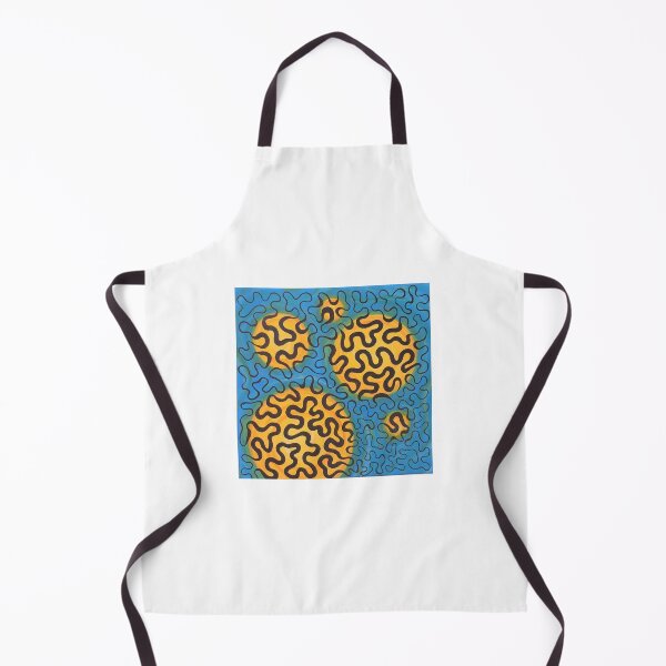 Item preview, Yellow circles on blue with overlaying squiggle designed and sold by jengeecreations.