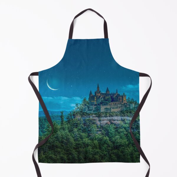 Item preview, Mysterious moonlight shines on magical castle in the forest designed and sold by Steven Kight.