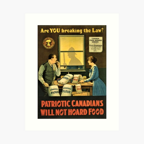 Vista previa del artículo con la obra «Cartel de propaganda de la Primera Guerra Mundial de los canadienses patrióticos», diseñado y vendido por WriteThatDown.