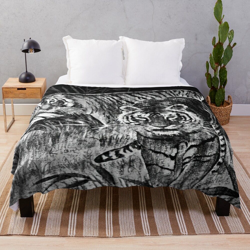 "Cobija de Tigre Mexican Blanket Tiger Meme" Throw Blanket by teacherfy