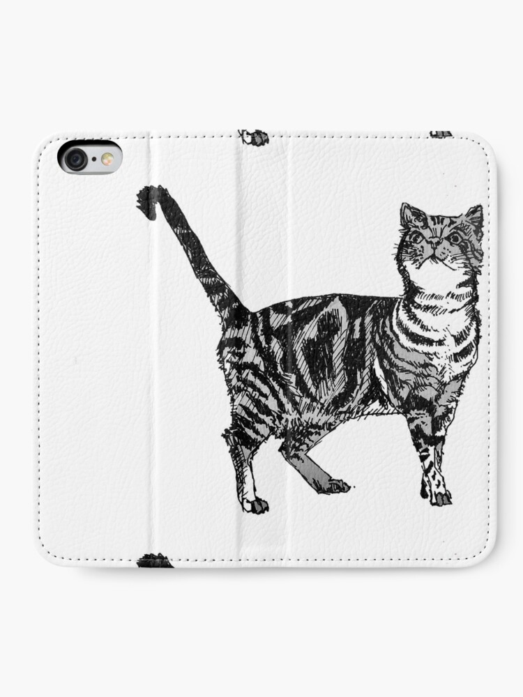 Etui Portefeuille Iphone Dessin De Chat Tigre Par Sarahrajkotwala Redbubble