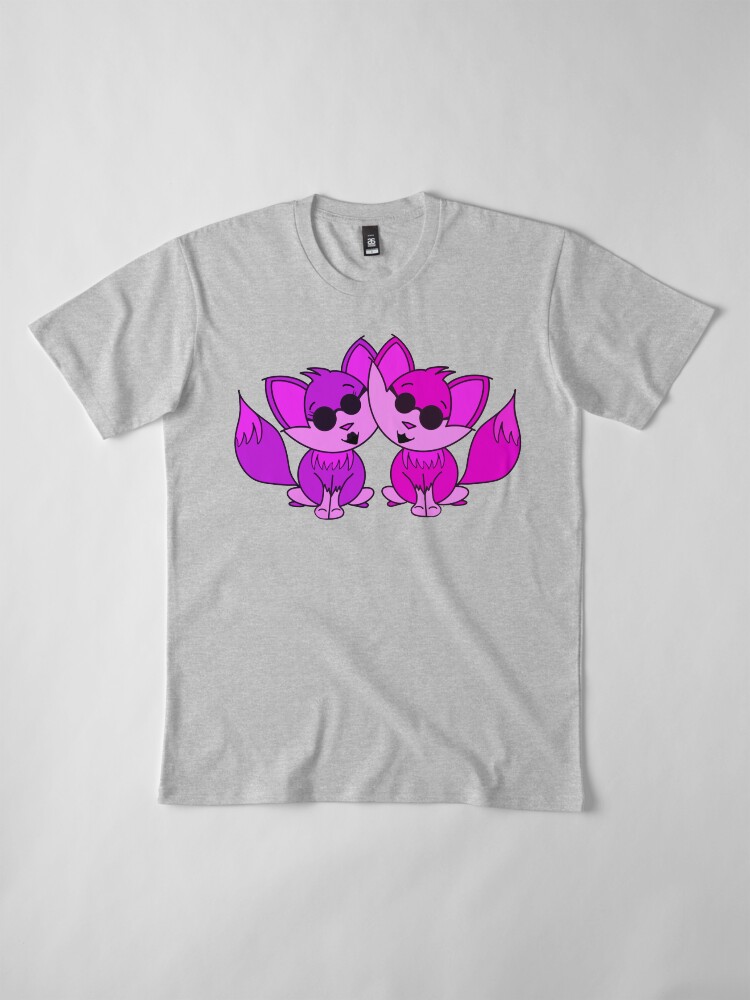 Alternate view of Cute Cool Foxes Couple Purple Pink Premium T-Shirt