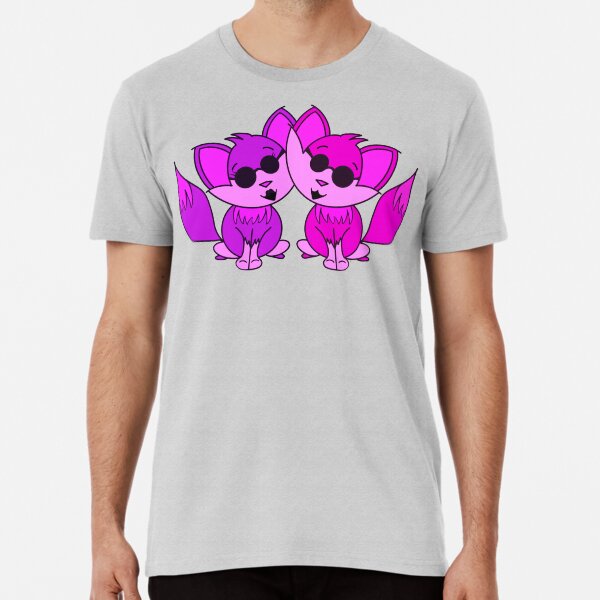 Cute Cool Foxes Couple Purple Pink Premium T-Shirt