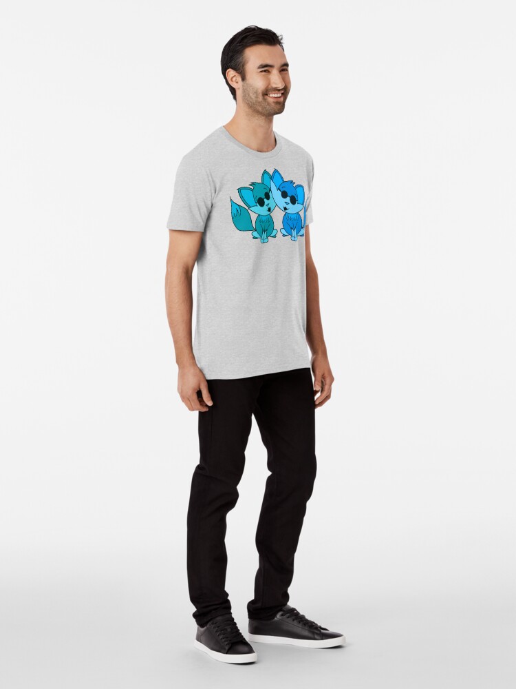 Alternate view of Cute Cool Foxes Couple Teal and Blue Premium T-Shirt