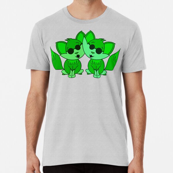 Cute Cool Foxes Couple Green Premium T-Shirt