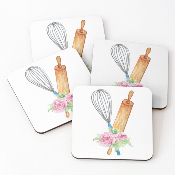 Item preview, Metal Whisk and Wooden Rolling Pin with a Flower Design designed and sold by Alicia Chee.