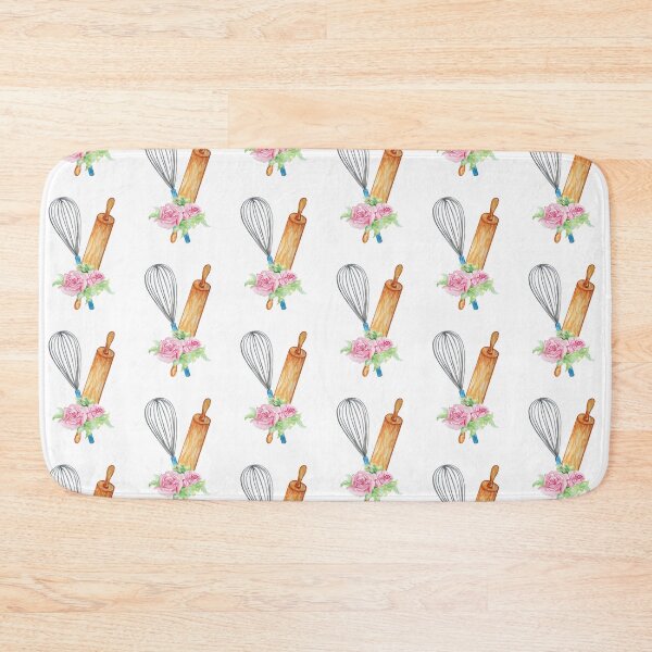 Item preview, Metal Whisk and Wooden Rolling Pin with a Flower Design designed and sold by Alicia Chee.