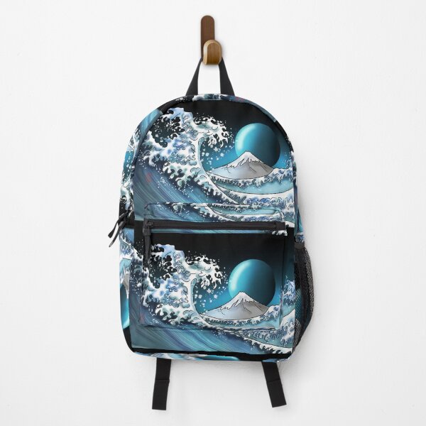 Item preview, The Great Wave off Kanagawa with a big blue moon designed and sold by CuisineCat.