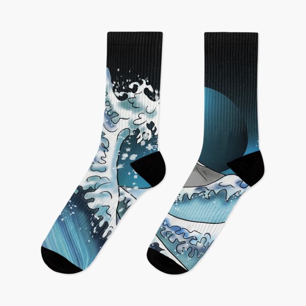 Item preview, The Great Wave off Kanagawa with a big blue moon designed and sold by CuisineCat.