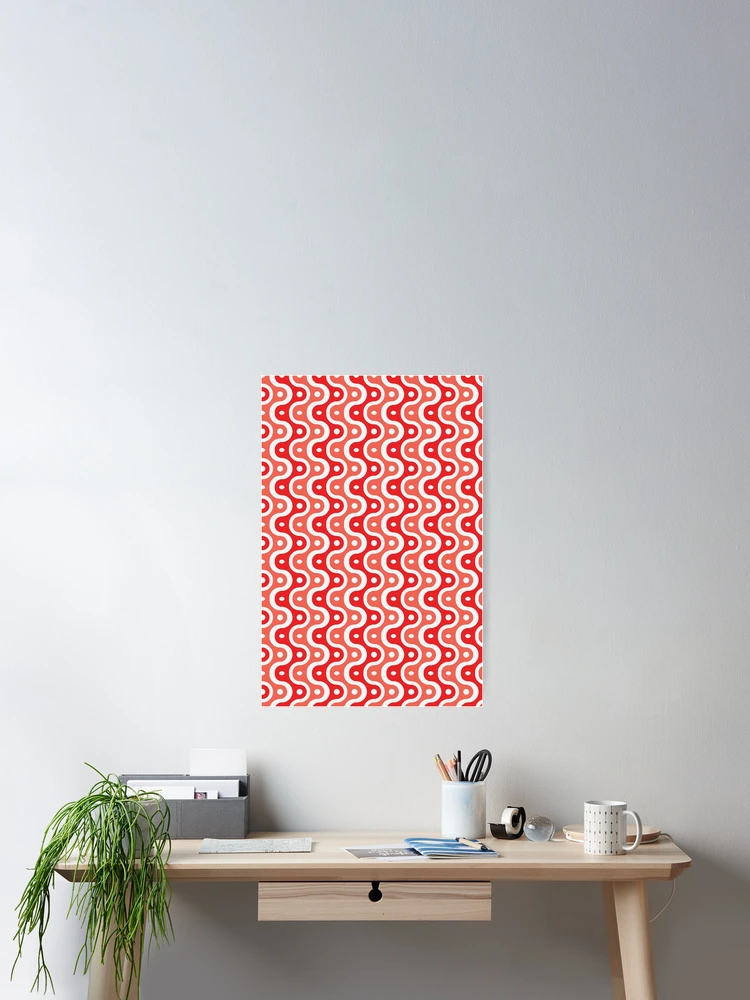 Thumbnail 2 of 3, Poster, Microbial Life Geometric Pattern – Red designed and sold by RoguePatterns.