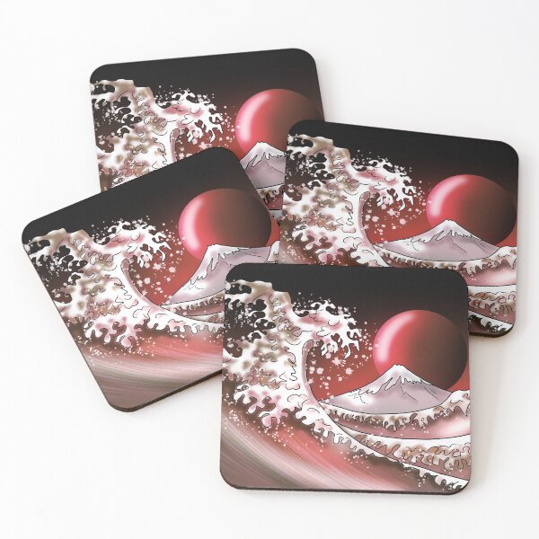Item preview, The Great Wave and a blood red moon designed and sold by CuisineCat.