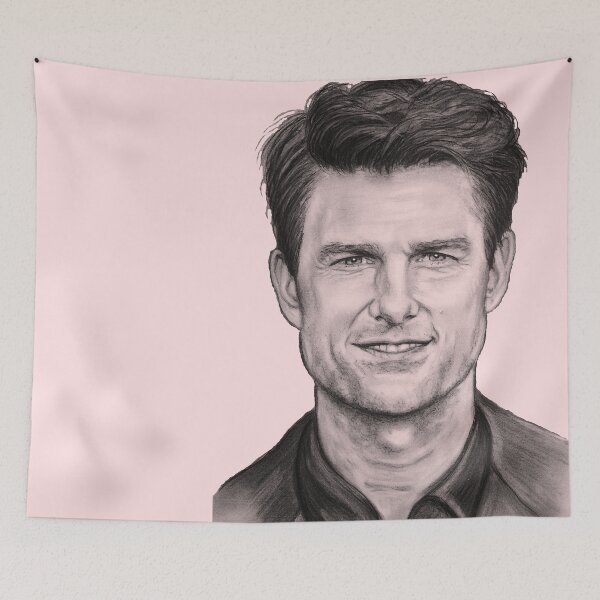 Item preview, Tommy Impossible original charcoal portrait drawing blush pink   designed and sold by GittaG74.
