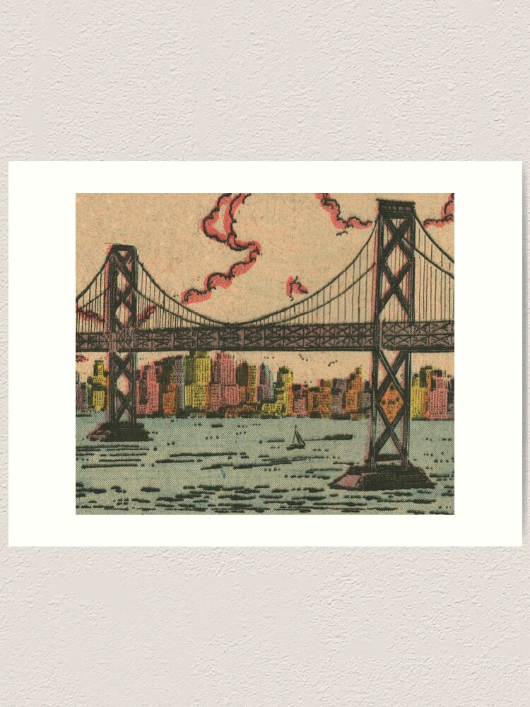 San Francisco Vintage Retro Anime Comic Art Print By Elevens Redbubble