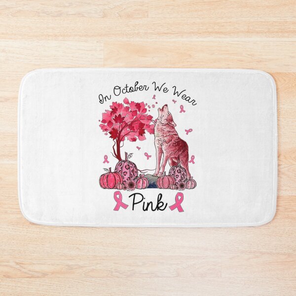 Item preview, In October We Wear Pink Wolf Autumn Fall Breast Cancer designed and sold by MyintThan09.
