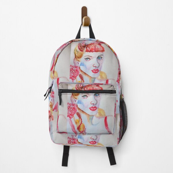 Item preview, Redhead Retro Woman Watercolor Painting designed and sold by Sarah Rajkotwala.