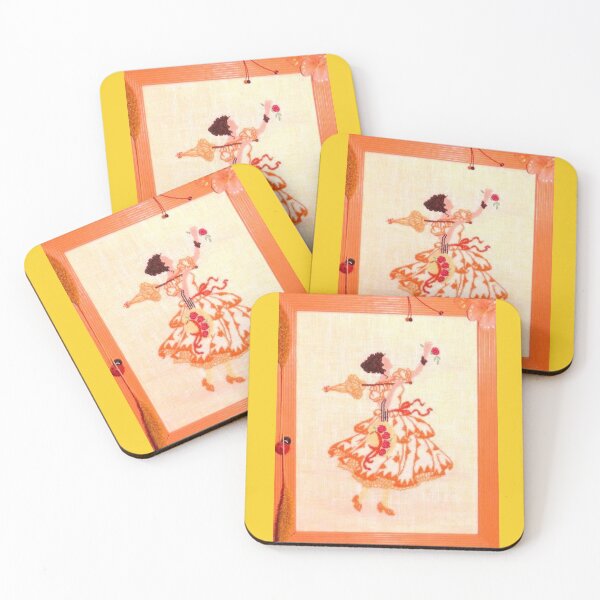 Item preview, PRIMAVERA 2 handmade embroidery woman girl beauty orange frame summer spring flowers vintage retro designed and sold by dragonemma.
