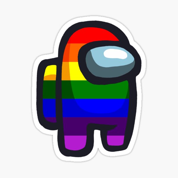 "Among Us Crewmate LGBTQ+ Rainbow Flag (HD Quality)" Sticker by