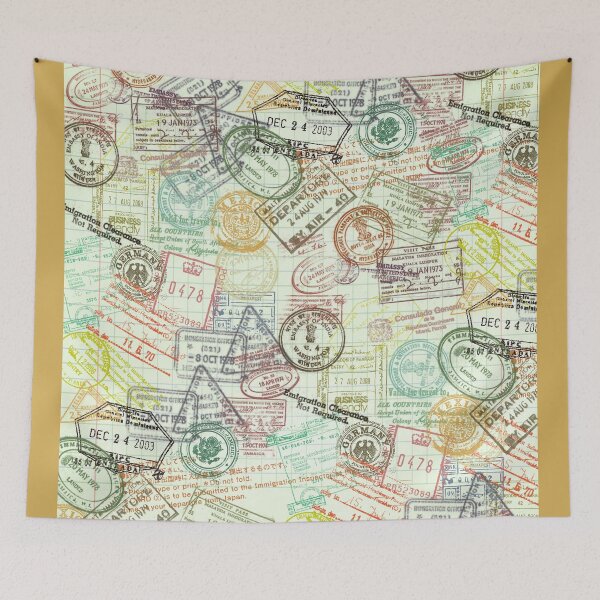 Item preview, "Around the World" Passport Stamps Collage designed and sold by DigitalEffects.
