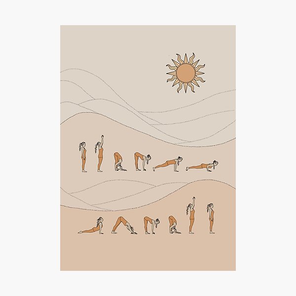 Yoga sun salutation plus size yoga illustration  Photographic