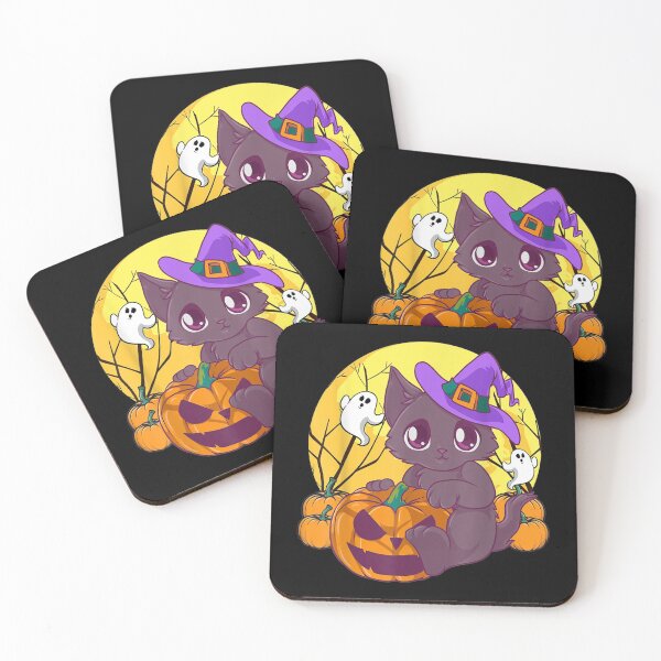Item preview, Girls Halloween Shirt Cute Cat Pumpkin Witch Hat  designed and sold by YoungTo.