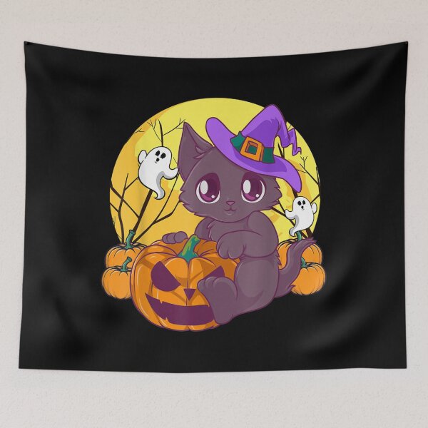 Item preview, Girls Halloween Shirt Cute Cat Pumpkin Witch Hat  designed and sold by YoungTo.