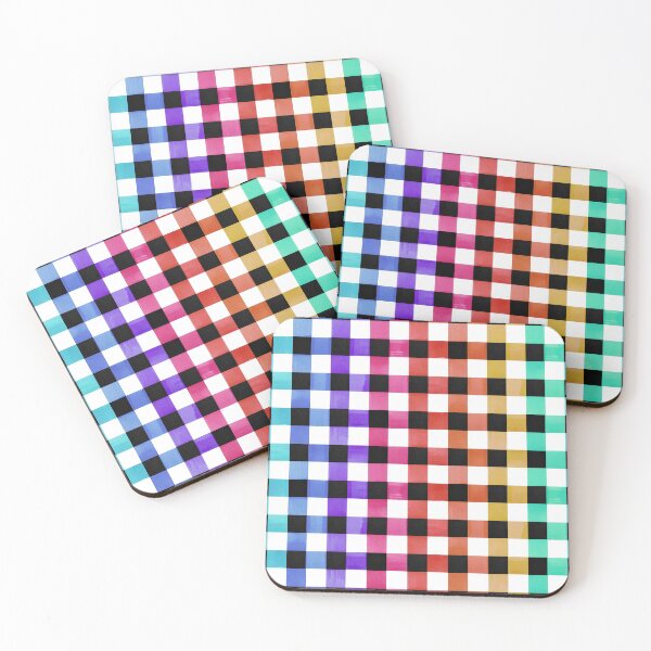 Item preview, Rainbow and black watercolour gingham designed and sold by suzzincolour.