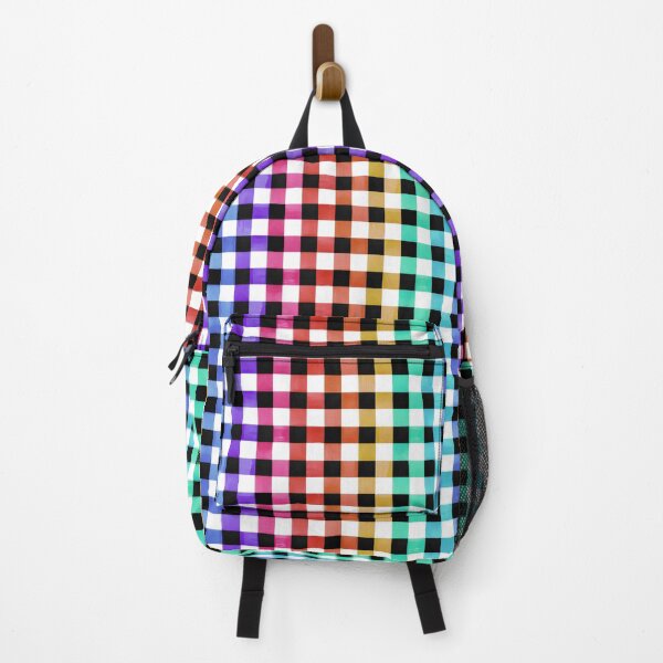 Item preview, Rainbow and black watercolour gingham designed and sold by suzzincolour.