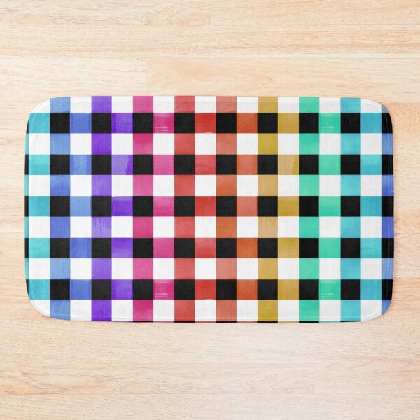 Item preview, Rainbow and black watercolour gingham designed and sold by suzzincolour.