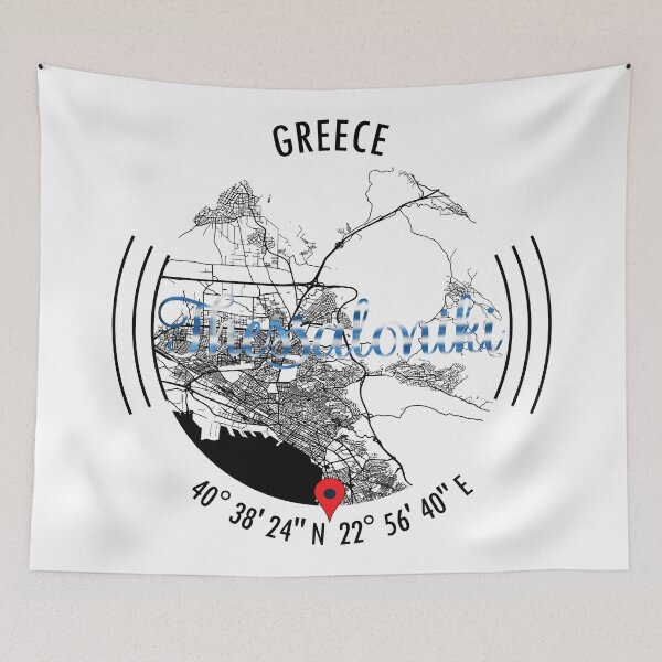 Item preview, Thessaloniki, GREECE Road Map Art - Earth Tones designed and sold by hatimelhag.
